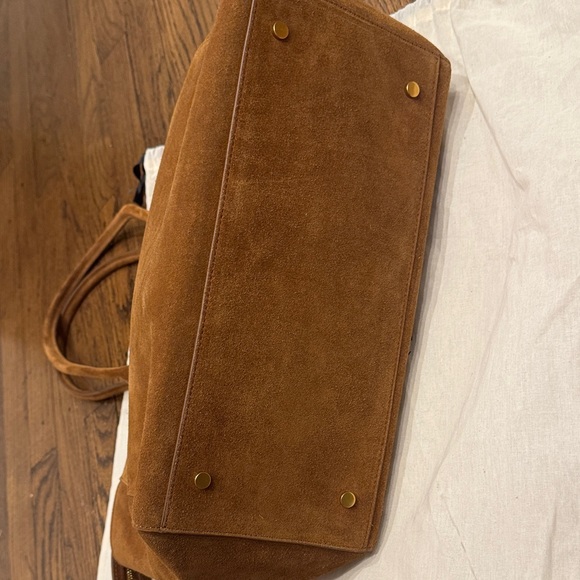 Quince Suede Zip Top Tote Bag in Whiskey Brown - Picture 4 of 15